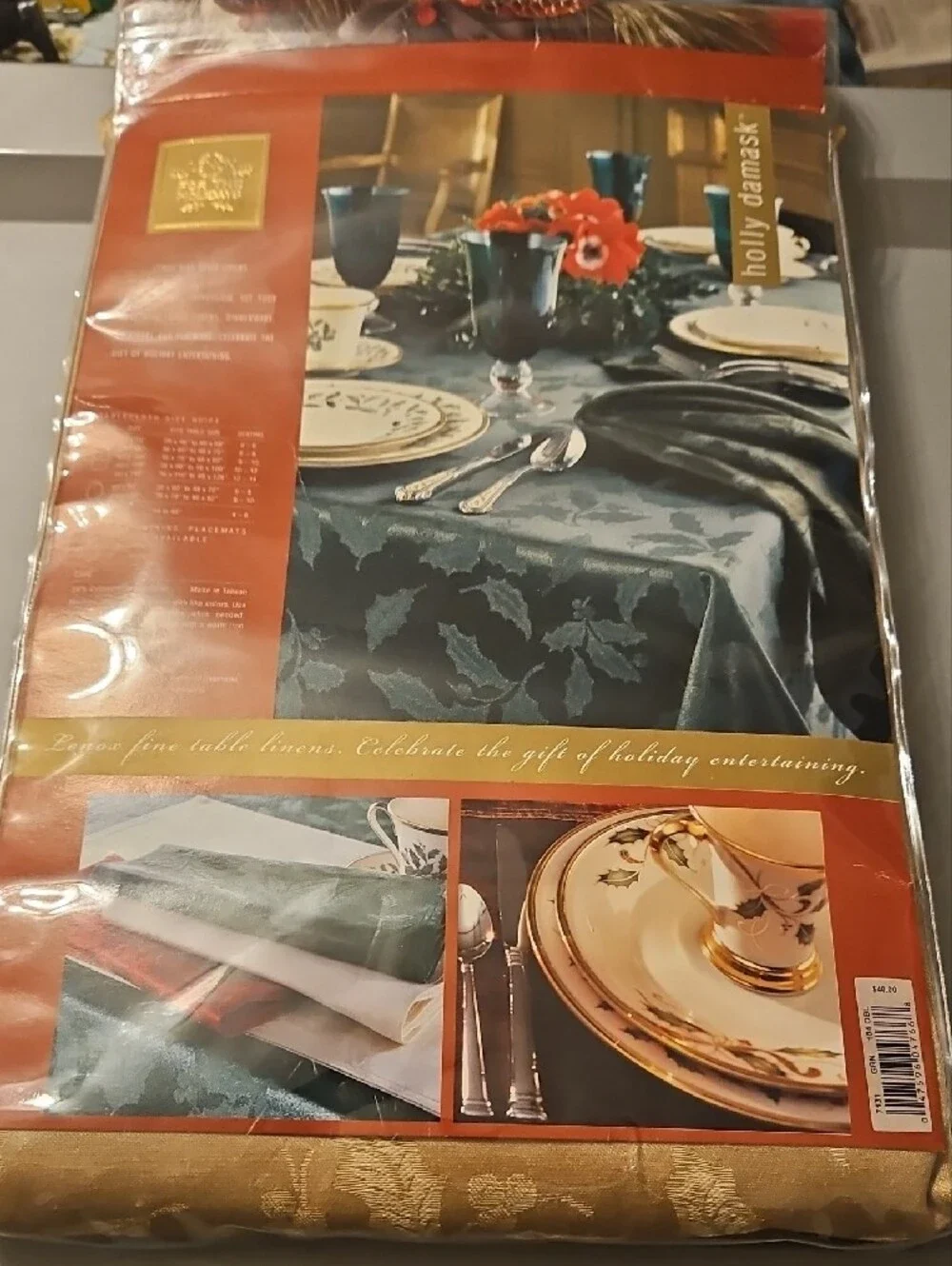 Lenox Gold Holly Jacquard Tablecloth - 60